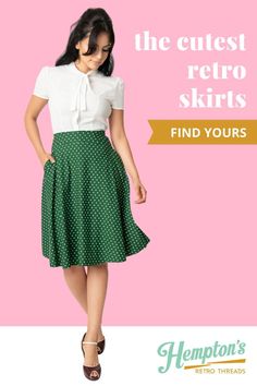 Who doesn't? Duh. Check out our selection of fab retro full skirts, A-line skirts, & pencil skirts at hemptonsretro.com! Most have pockets! Perfect for your vintage inspired looks. #pinup #pinupoutfit #rockabilly #retro #retro1950s #vintage Polka Dots Outfit, Pinup Style, Retro Skirt