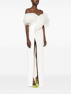 Ana Radu Ruffled Maxi Dress - Farfetch Maxi Dress White, Yoko London, Wedding Guest Looks, City Dress, Ruffled Maxi Dress, Summer Beach Wear, Exclusive Fashion, Sweetheart Neck, White Maxi Dresses