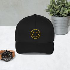 Smile 😊 and the world 🌍 smiles with you ❣️ Imagine your day radiating with happiness .... They say control the controllable's and your smile 😊 is one thing you can control 🙌 This six-panel trucker cap with a mesh back will be a comfy and classic choice for a perfect day in the sun.   * 60% cotton, 40% polyester * Mid-profile cap with a low-profile embroidery area * Structured, six-panel cap * 3.5″ crown (8.9 cm) * Hard buckram front panels * Mesh back * Permacurv® visor, matching undervisor Funny Baseball Cap For Gift, Casual Flat Bill Hat Gift, Funny Black Hats For Gift, Funny Black Hats For Gifts, Funny Black Hat For Gift, Funny Black Hat As Gift, Trendy Curved Bill Baseball Cap As Gift, Black Trucker Hat, Get Happy