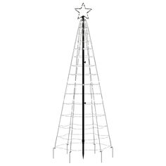 a tall metal christmas tree with stars on top