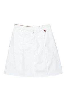 Current Boutique-Prada - White Cotton Pleated Tennis Skirt Sz 2 Sporty Spring Skort For School, Preppy Summer Workwear Skort, Preppy Lined Tennis Skirt For Fall, White Tennis Skirt For Fall, Classic Cotton Pleated Tennis Skirt, Classic Pleated Cotton Tennis Skirt, Fall Preppy Lined Tennis Skirt, Classic Fitted Skort For Spring, Classic Summer Tennis Skirt With Relaxed Fit