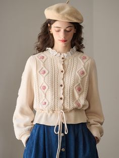 Our collection of knitwear are for ladies who love vintage inspired cardigans, sweaters and knitted dresses. Choose from a range of styles including polo,floral,handmade embroidery,floral embroidered, cable. They’re perfect for lounging and can be used to create stylish casual outfits by pairing with a skirt or dress. Plus, They’re made from high-quality cotton, wool blends for ultimate comfort. Cardigans Crochet, Crochet Sweater Design, Crochet Cardigan Pattern Free, Knit Cardigan Pattern, Vintage Knitwear, Fall Cardigans, Simple Retro, Knitwear Fashion, Crochet Shirt