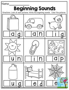 the beginning sounds worksheet with pictures and words to help students learn how to use them