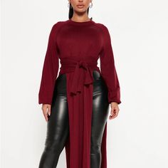 Burgundy Just Got Real Long Tunic Sweater Burgundy Winter Outfits, Burgundy Outfits For Women, Burgundy Outfit, Burgundy Fashion, Cream Knit Sweater, Burgundy Sweater, Long Tunic, Women Hoodies Sweatshirts, Tunic Sweater