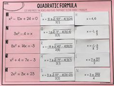 a sheet of paper with some writing on it that says quadtract formulas