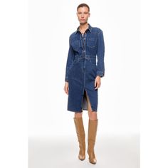 Blue (85% Cotton, 14% Lyocell, 1% Elastane). Casual Dresses. Collared. Long Sleeve. Front Button Closure. Shoulder to Hemline Length: 45". Imported. Long Sleeve Denim Shirt, Rent The Runway, Madewell Denim, Long Sleeve Shirt Dress, Long Sleeve Shirt, Madewell, Sleeve Shirt, Casual Dresses, Shirt Dress