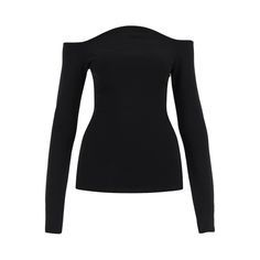 Long-Sleeve Top By Valentino Made Of Stretch Viscose-Blend Knit, With Signature Couture Neckline. It Features A Slim Fit And Micro-Ribbed Edges. The Model Is 177 Cm Tall And Wears A Size S.Material: 83% Vi 17% PlMade In: ItalyColor: BlackCollection: Fall - Winter 20231b0kc39n7k5 Fine Knit Long Sleeve Top For Evening, Elegant Fitted Long Sleeve Top For Work, Formal Off-shoulder Tops For Fall, Elegant Fine Knit Tops For Night Out, Chic Fitted Off-shoulder Long Sleeve Top, Fine Knit Fitted Party Top, Fitted Fine Knit Top For Night Out, Fine Knit Fitted Top For Night Out, Elegant Fitted Long Sleeve Top For Evening