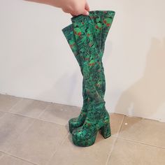 Dollskill Alien Thigh High Heeled Boots. Size 7. Brand New Only Tried On, Sold Out Online. Zipper Closure On Side. Alien Ufo Space Festivam Rave Retro Vintage Theme. Green Platform Boots For Party, Trendy Green Platform Boots For Party, Trendy Green Heeled Boots For Party, Green Round Toe Platform Boots For Party, Green Platform Boots With Round Toe For Party, Green Fitted Heeled Boots For Party, Fitted Green Heeled Boots For Party, Green Platform Party Boots, Retro Fitted Knee-high Platform Boots