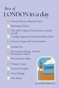 the london in a day checklist