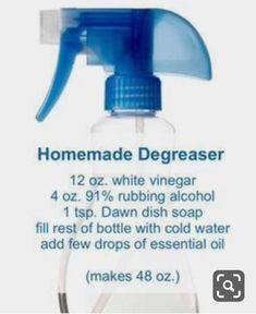 a bottle of homemade degreaser with instructions on how to use it for disinfection