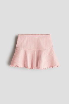 Skirt in ribbed jersey with a subtle shimmer. Wide  elasticized waistband panel and flared lower section with overlocked hem. Turquoise Skirt, Girls Denim Skirts, Beige Skirt, Tulle Tutu Skirt, Jersey Skirt, Purple Skirt, Pink Kids, Girls Denim, Pink Skirt