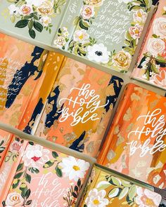 six notebooks with floral designs and the words, the hope is here on them