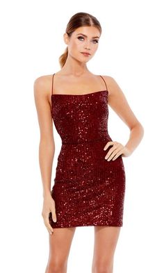 Short fitted sequin party dress with open lace up back in burgundy red. Red Hoco Dress Short Tight, Dark Red Hoco Dress, Red Hoco Dress Short, Burgundy Hoco Dresses, Hoco Dress Short, Dress Short Tight, Red Hoco Dress, Cute Hoco Dresses, Hoco 2024