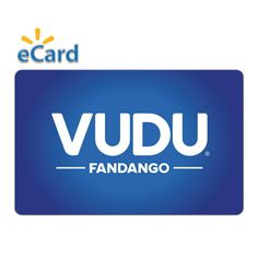 an e card with the words vudu fandango on it and a blue background