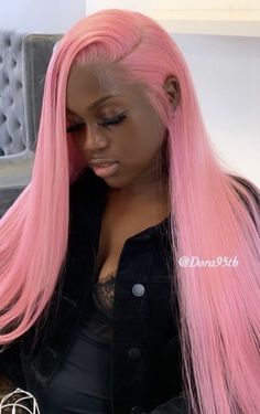 Pink Hair On Dark Skin, Pink Hair Dark Skin, Pink Lace Wig, Hair Color For Dark Skin, Light Pink Hair, Bright Hair Colors, Frontal Hairstyles, Clip Hairstyles, Pretty Hair Color