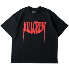 OVERSIZED "FANGS" T-SHIRT - BLACK / RED - Kill Crew Kill Crew, Shirts To Make, Pop Out, Media Design, Sport T Shirt, Los Angeles California, Men Short Sleeve, Workout Clothes, Black Red