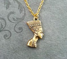 Nefertiti Necklace SMALL Queen Nefertiti Jewelry by CharmsOnThings Nefertiti Necklace, Diamond Infinity Necklace, Egypt Jewelry, Egyptian Necklace, Portrait Necklace, Queen Nefertiti, Egyptian Queen, Long Pearl Necklaces, Egyptian Jewelry