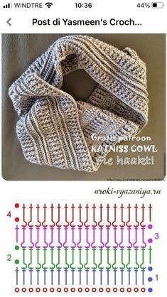 a knitted cowl is shown with the words post di yasmen's crochet