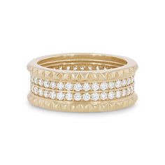 Crafted with a studded border, this ring by Michael M. features two rows of pave round brilliant cut diamonds totaling 1.00 carat. Diamonds Direct, Pave Band, April 2024, Round Brilliant Cut Diamond, Round Brilliant, Fashion Rings, Diamonds, Women Jewelry, Band