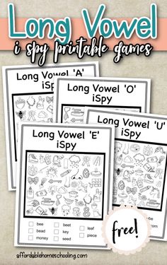 four long vovel printable games with the words long vovel on them