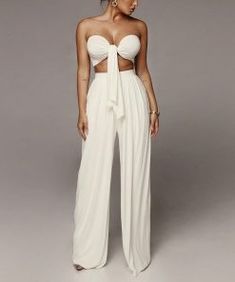 Casual Dress Patterns, Halter Evening Dress, Trousers Pattern, Bandage Crop Top, Tie Up Crop Top, Tube Top Dress, Wide Trousers, Two Piece Pants Set, Evening Dresses Plus Size