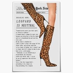 a woman's legs in leopard print stockings and high heeled boots with the words leopard is neutral