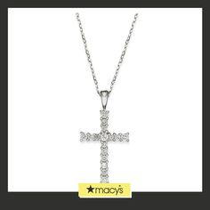 in stock Classic Diamond Necklace With High Clarity From Macy's, Classic Diamond Necklace With Brilliant Cut Cross Pendant, Macy's 14k White Gold Jewelry With Diamond Accents, Macy's Diamond White Diamond Jewelry, Formal Cross Pendant Diamond Necklace In Cubic Zirconia, Macy's Diamond Jewelry In Diamond White, Macy's White Gold Diamond Jewelry, Formal Diamond Cut Cross Necklace, Macy's Diamond Jewelry With Diamond Accents