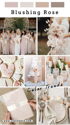 the wedding color scheme is peach and white