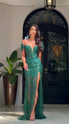 Elegant Evening Dresses Long, Green Formal Dresses, Attractive Clothing, Elegant Evening Dresses, African Fashion Modern, Women Long Sleeve Dress