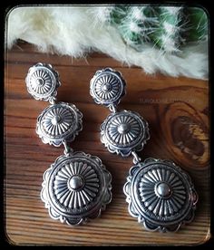 "Gorgeous Southwestern Antique Silver Round Concho Tiered Post Earrings -Measures 2.75\" -Lead and Nickel Free" Gifts For My Girlfriend, Initial Pendant Necklace, Stone Pendant Necklace, Southwestern Jewelry, Pretty Necklaces, Southwestern Style, Western Jewelry, Cute Necklace, Initial Pendant