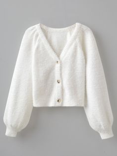 Soft Aesthetic Outfits, Plain Cardigan, Casual Weekend Outfit, White Knit Cardigan, Shein Kids, Fluffy Knit, Rainbow Outfit, Cute Cardigans, Girls Cardigan