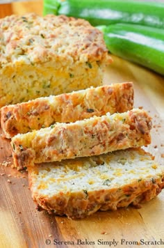 slices of zucchini bread on a cutting board