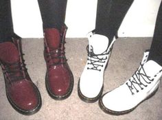 White Docs, Red Socks, I'm With The Band, Glass Slipper, Soft Grunge, Grunge Style, Shoe Obsession, Doc Martens, Grunge Fashion