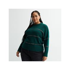 Be ready for cool temps and cooler style in this women's plus size Sonoma Goods For Life classic sweater. Click on this WOMEN'S GUIDE to find the perfect fit and more! FEATURES Crewneck Long sleeves Drop-shoulder sleeves with ribbed cuffsFIT & SIZING 25 1/2-in. length from shoulder to hemFABRIC & CARE 50% recycled polyester, 25% acrylic, 25% polyester Machine wash delicate ImportedRESPONSIBLE Contains recycled polyester Size: 1X. Color: Green Shine Stripe. Gender: female. Age Group: adult. Cooler Style, Classic Sweater, Life Size, Petite Size, Grey Stripes, Shoulder Sleeve, For Life, Drop Shoulder, Gender Female