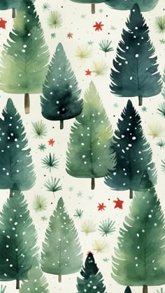 watercolor christmas trees on white background