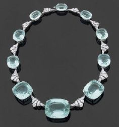 Bijoux Art Deco, Art Deco Jewellery, Aquamarine Necklace, Art Deco Necklace, Aquamarine Jewelry, Antique Necklace, Olivia Palermo, Art Deco Art, Deco Jewelry