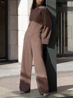 Asymmetrical Hem Top, Asymmetrical Sweater, Two Piece Pants Set, Traje Casual, Turtleneck Long Sleeve, Top And Pants Set, Mini Robes, Maxi Dress Formal, Loose Outfit