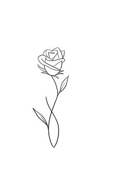 a black and white drawing of a single rose