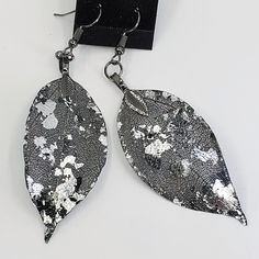 Gilded Leaf Earrings - Monochromatics - UrbanroseNYC Leaf-shaped Metal Earrings As Gift, Metal Leaf-shaped Earrings As Gift, Silver Leaf-shaped Handmade Earrings, Metal Leaf Shaped Earrings, Nickel Free Leaf-shaped Metal Earrings, Metal Leaf-shaped Pierced Earrings, Pierced Leaf-shaped Metal Earrings, Nickel-free Leaf-shaped Metal Earrings, Nickel-free Metal Leaf Earrings