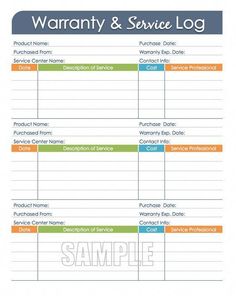 a printable warrant and service log is shown in this image, with the words warrant and