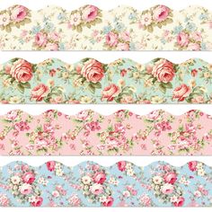 four different floral borders with roses on them