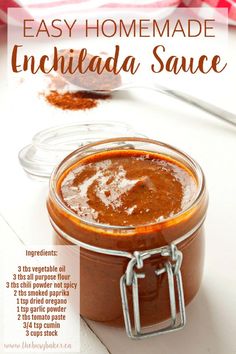 an easy homemade enchilada sauce recipe in a jar