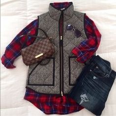 J. Crew Jackets & Blazers - NWT - J Crew Herringbone Quilted Puffer Vest Puffer Vest Outfit, Herringbone Quilt, Herringbone Vest, Quilted Puffer Vest, Next Fashion, Vest Outfits, Really Cute Outfits, Cozy Fashion, Puffer Vest