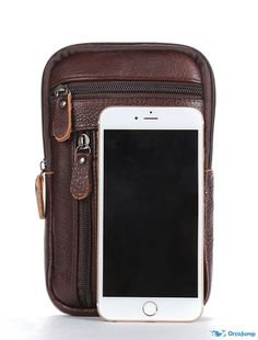 OrcaJump - Mens 2022 Bum Bag Messenger Bag Cell Phone Holder Genuine Cowhide Zipper Simple Everyday Black Coffee Portable Brown Leather Belt Bag, Brown Portable Belt Bag For Daily Use, Portable Brown Pouch Belt Bag, Brown Pouch With Pockets For Everyday Carry, Outdoor Brown Pouch For Mobile Phone, Portable Brown Phone Bag For Outdoor, Outdoor Mobile Phone Pouch In Brown, Brown Outdoor Phone Bag, Brown Pouch With Cell Phone Pocket For Everyday Carry