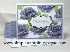 a thank you card made with stampin's flowers and the words, thank you