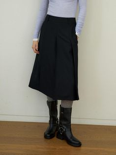 Color: NavyCountry of Origin : KOREA Winter Workwear Skirt, Asymmetrical Skirt For Winter Workwear, Winter Office Pleated Bottoms, Full-length Lined Pleated Skirt For Work, Full Length Lined Pleated Skirt For Work, Pleats Skirt, Va Va Voom, What To Wear, Midi Skirt