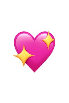 a pink heart with two yellow stars on it