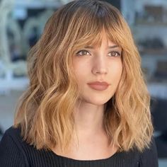 PRICES MAY VARY. 💖Short Wavy Bob Wig Hair Material:100% high quality heat resistant synthetic fiber wig.Moderate hair,not too thick, looks natural, and is even softer than real hair.No tangles and minimal shedding,this ombre blonde bob wig can be used for a long-term. 💖Realistic Look of Curly Bob Wig:Bob wig with bangs makes you more cute,and natural curls with gorgeous ombre blonde hair color design,makes you look stylish and radiant.The bangs can be trimmed according to your liking,your beau Medium Length Curly Bob, Long Bob Blonde, Bob Wigs With Bangs, Medium Length Hair With Bangs, Growing Out Bangs, Straight Eyebrows, Medium Length Updo, Lob With Bangs, Blonde Bob Wig