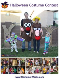 three adults and two children dressed up in costumes