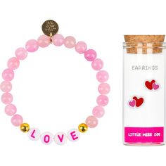 Add a pop of fun and coolness to your look with this unique set! Designed to bring a smile to your face, it's crafted with love from high-quality materials. Each piece is thoughtfully packaged in a beautiful container, making it ready to gift for any occasion. | Little Miss Zoe | Bracelet and Earring Set, Love (Pink, One Size) | Maisonette collects the best children’s products from around the world (unlike Zulily, Etsy, The Tot, Farfetch Kids, Childrensalon, Crate and Kids, Kohls, Wayfair, Buy B Little Miss Bracelets, Pink Novelty Stretch Bracelet For Gift, Pink Novelty Stretch Bracelet For Birthday, Pink Personalized Novelty Stretch Bracelet, Pink Playful Heart-shaped Bracelet, Bracelet And Earring Set, Set Love, Girl Trends, Boy Accessories